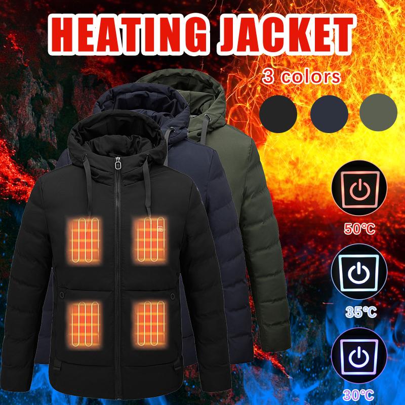 

Men's Down & Parkas Outdoor Warm Usb Electric Heating For Riding Skiing Hiking Charging Via Heated Coat Sports Overcoat Outwear #3, Black