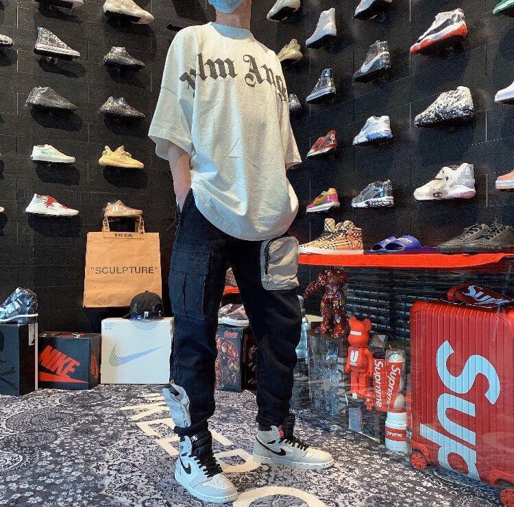 

Travis Scott TS Multi Pocket work clothes co branded casual sports lovers loose pants black