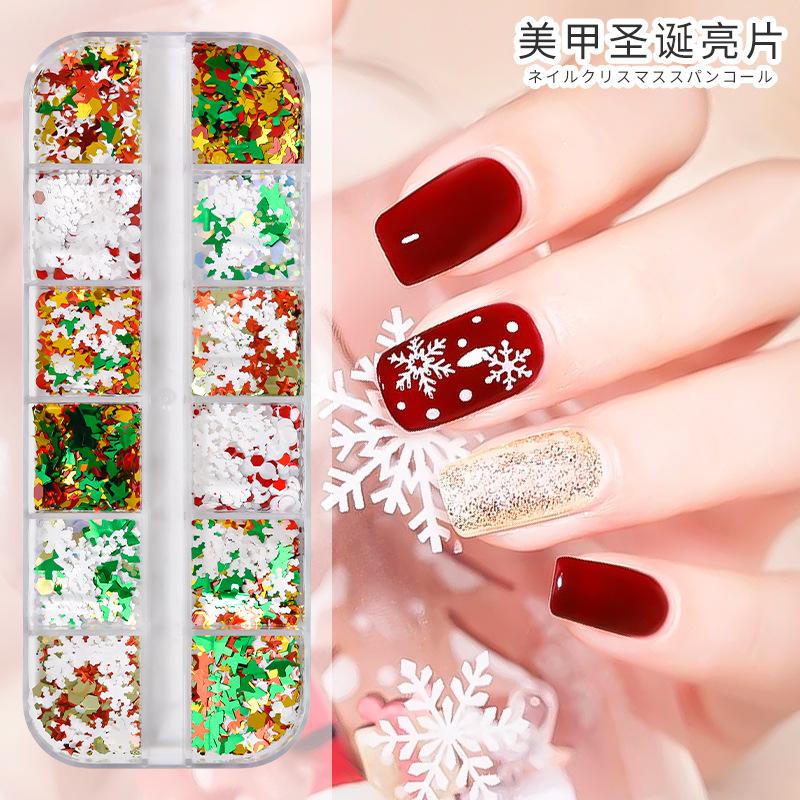 

12 design/1 box nail glitter sequins Japanese autumn winter snow Christmas sequins ultra-thin decorative nails Glitter Flake