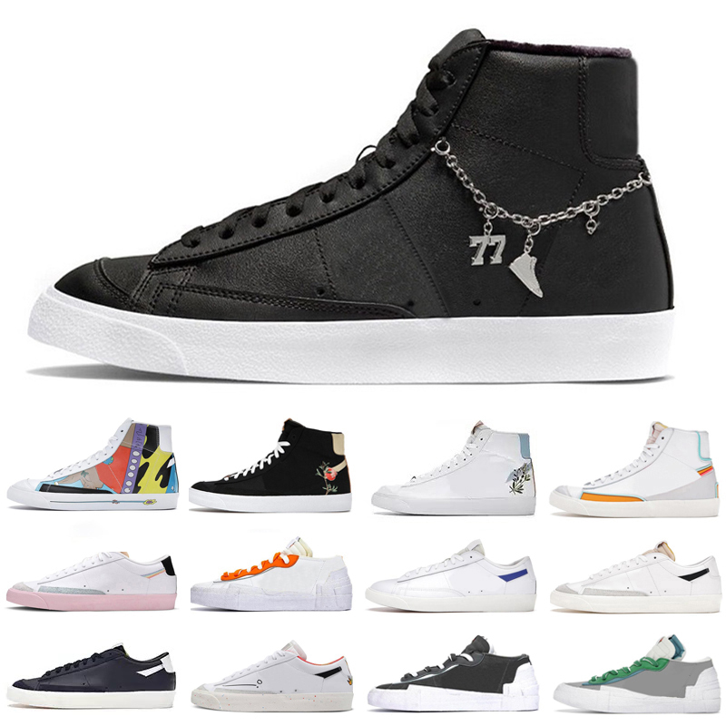 

Designer blazer mid 77 vintage high low platform men women casual shoes Black White Multi Pink Foam Pacific Kumquat Thermal Iron Grey mens trainers sports sneakers, Color#38