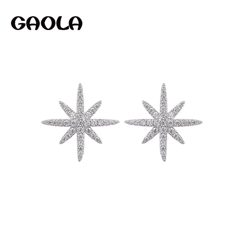 

GAOLA 2021 High Quality Snowflake Cubic Zirconia Stud Earrings Fashion Jewelry GLE4920A