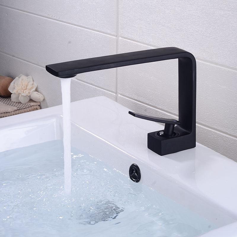 

Basin Faucet Brass Material Sink Faucet Cold&Hot Bathroom Black/White Mixer Tap Brass Single Hole Mixer Deck Mounted Taps1