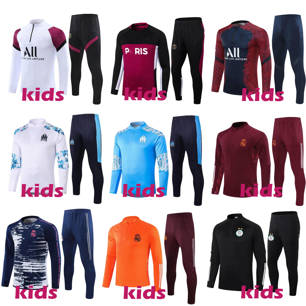 

kids 20 21 football training tracksuit soccer training suit 2021 2022 chandal Football jogging