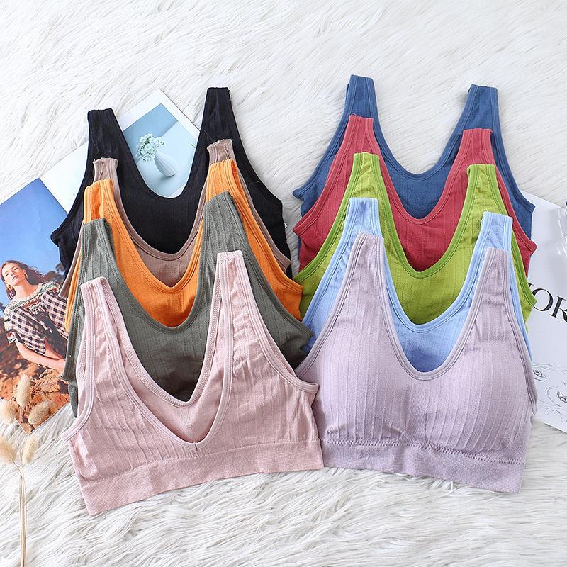 

New Yoga Sport Bra For Woman Seamless Thread Tube Top Beauty Back Underwear Female Seamless Sports Wrap Chest Bras bh1, Yellow