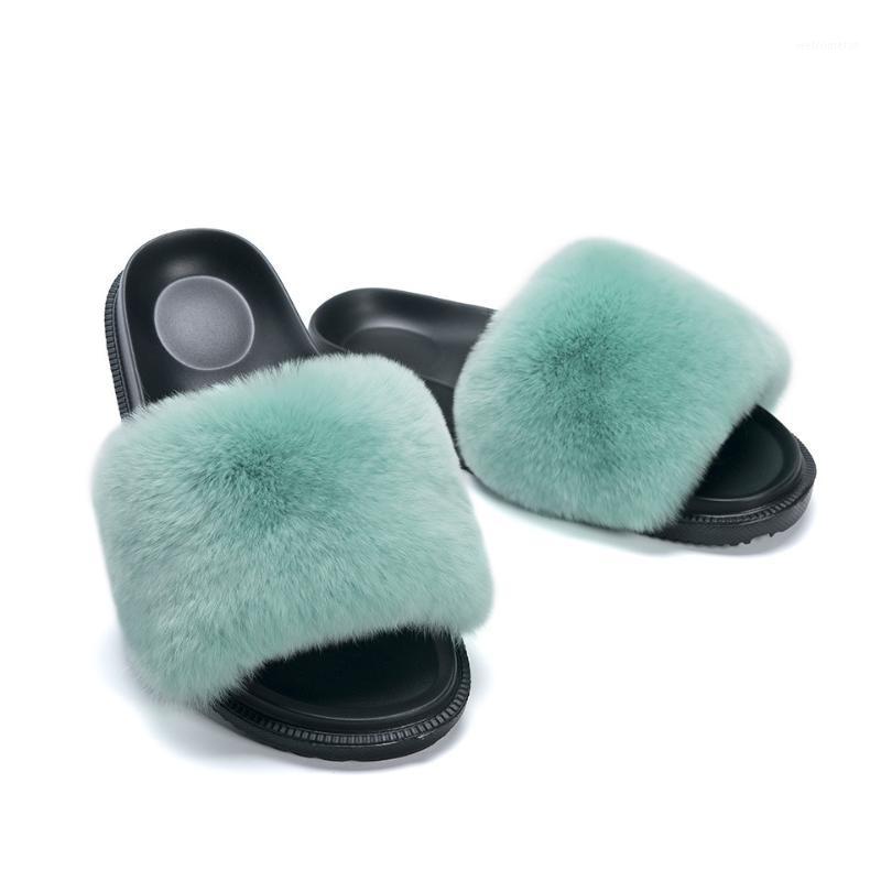 

2020 New Summer Woman Slippers Fur Slides Women Fluffy Soft House Women Shoes Platform Home Furry Ladies Sandals Flat Big Size1, Rosy red