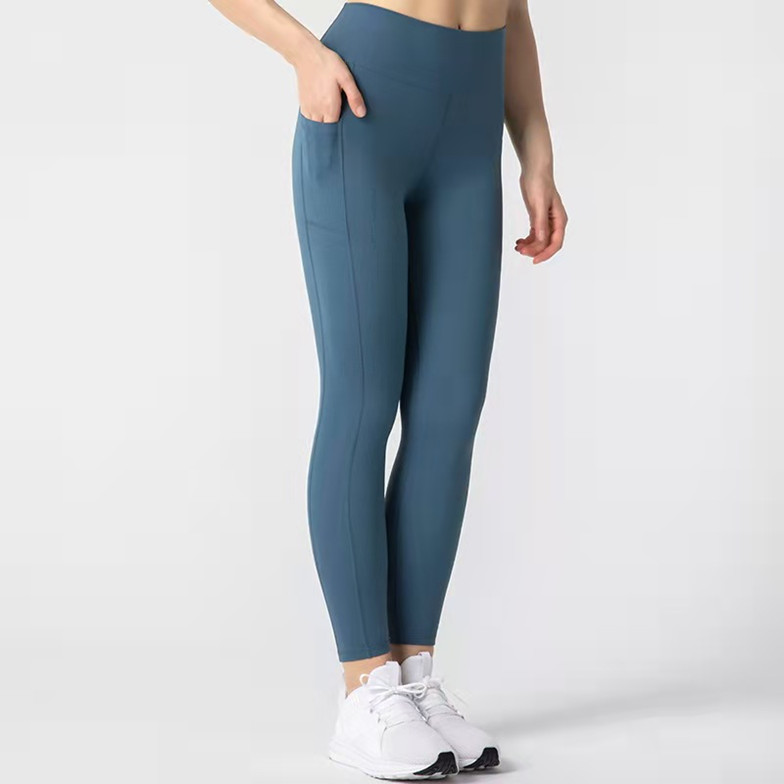 

Smooth Pocket Yoga suit European and American high waist tight running fitness pants5855, Various colors