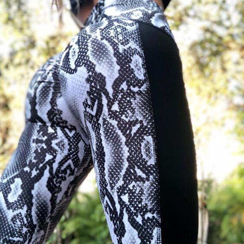 

Sexy Women Sport Leggings Fitness Snake Skin Printed PU Yoga Pants High Waist Push Up Keep Slim Gym Snake Leggings Female1, As pic
