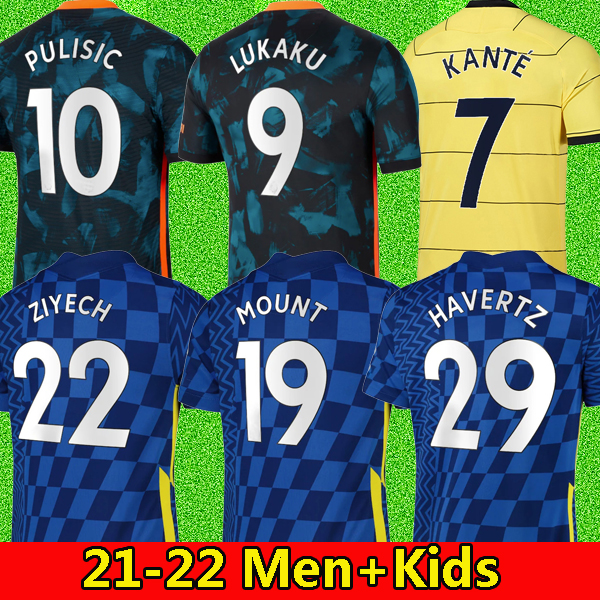 21 22 WERNER HAVERTZ CHILWELL ZIYECH Soccer Jerseys 2021 2022 PULISIC home lukaku away yellow Football Shirt KANTE MOUNT Men Kids set Kits tops
