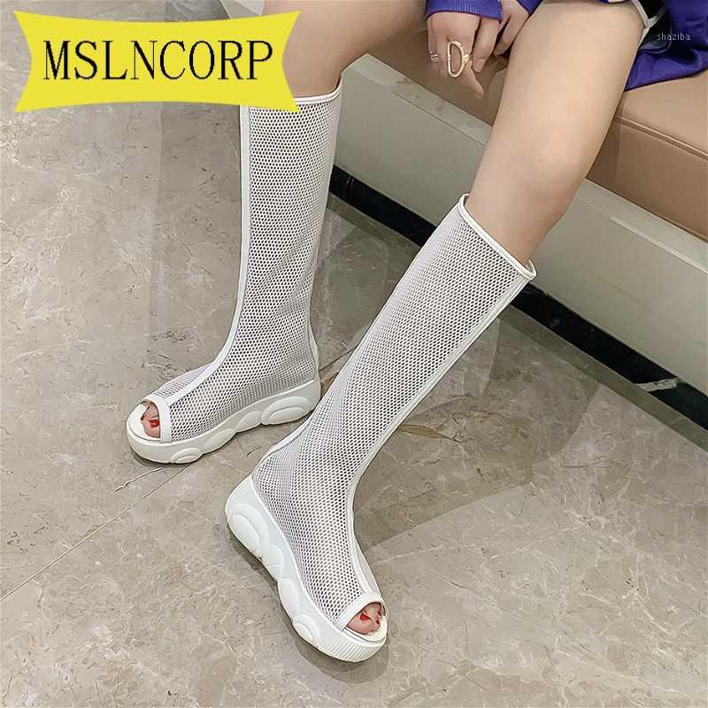 

Plus Size 34-46 Fashion Women's Boots peep toe booties Boots Zipper Sexy Lace Mesh Summer Cool Boot Breathable Women Shoes1, Black