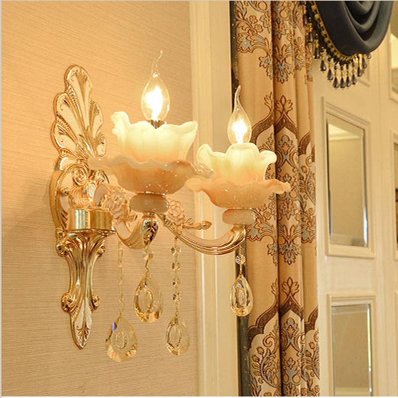

Crystal Wall Light imitation jade double head single head wall lamp living room background lamp bedroom aisle lamps