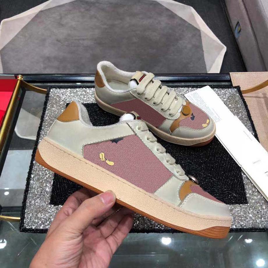 

Fashion Best Top Quality real leather Handmade Multicolor Gradient Technical sneakers men women famous shoes Trainers 52, Black