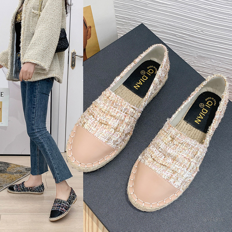 

2020 Famous Brand European Patchwork Espadrilles Shoes Woman Genuine Leather Creepers Flats Ladies Loafers White Leather Loafers C1120, Black