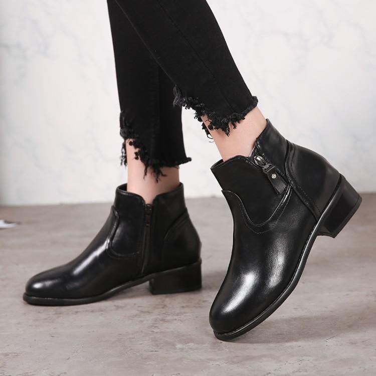 

Big Size 11 12 13 14 15 In Autumn And Winter, The Heel Is Thick Slim Tall For Ladies, Ankle Boots, Black
