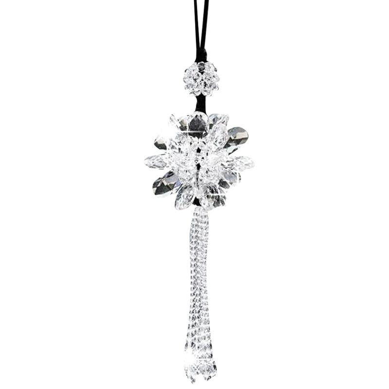 

Car Accessories Crystal Flower Car Ornaments Rearview Mirror Pendant Decoration Interior