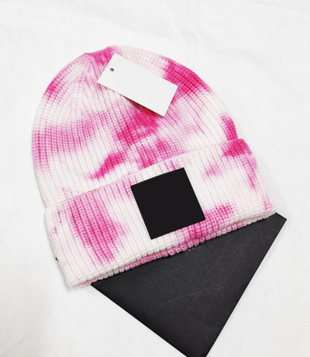 hiver homme mode chapeau bonnet femme nouveauté cravate teinture chapeaux bleu blanc homme tie-dye hiver chaud chapeau casquettes rose décontract