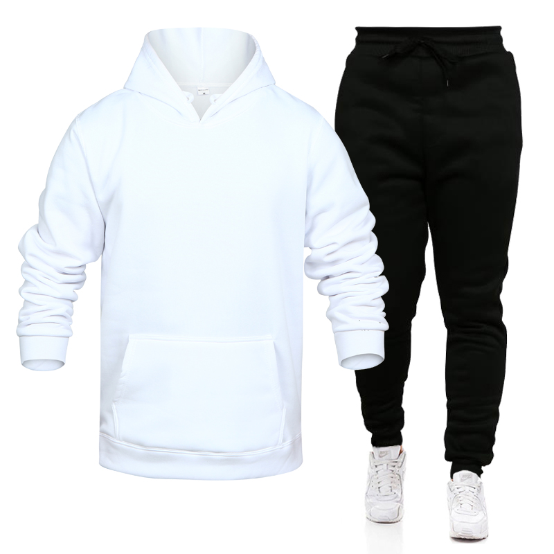 

New Brand Clothing Men's Pullovers Cotton Men Tracksuits Hoodie Two Pieces + Pants Sports Shirts Fall Winter Track suit kg-65, Orangeblack