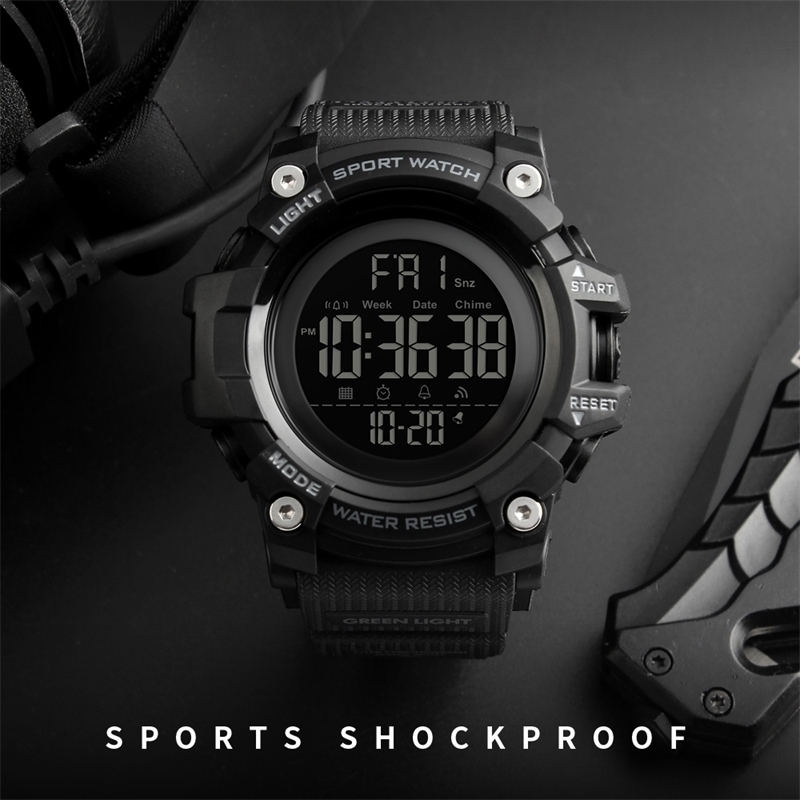 

SKMEI Countdown Stopwatch Sport Watch Mens Watches Top Brand Luxury Men Wrist Watch Waterproof LED Electronic Digital Male Watch 201204, Green