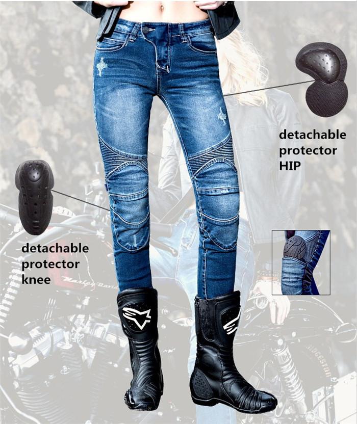 

Women's tight straight jeans Uglybros women's jeans with feathers motorcycle protection pants racing pants road riding