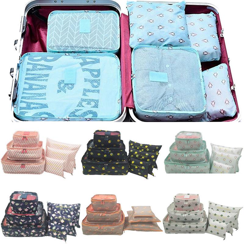 

6Pcs Portable Travel Storage Bags Set Packing Cubes Pouches Luggage Organizer Clothes Suitcase Waterproof Home Organization New