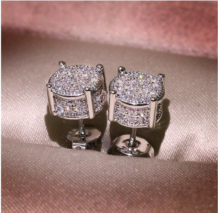

Round four diamond micro inlaid female Earrings simple fashion Piece Jewelry Earrings