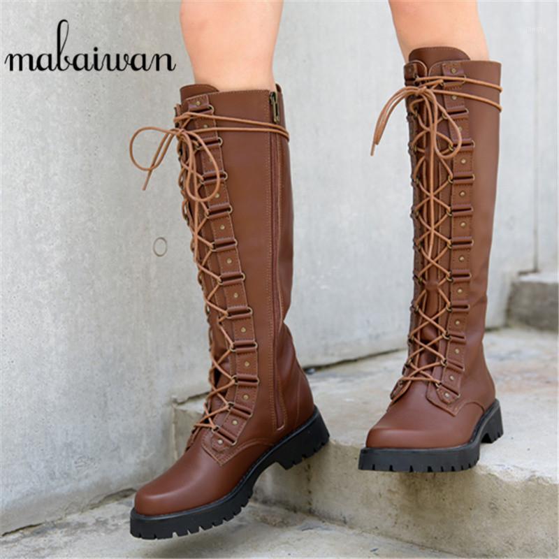 

2020 Designer Genuine Leater Knee High Boots Women Autumn Winter Knightly Shoes Cross Tied Motorcycle Rivets Long Knight Boots1, White leather inside