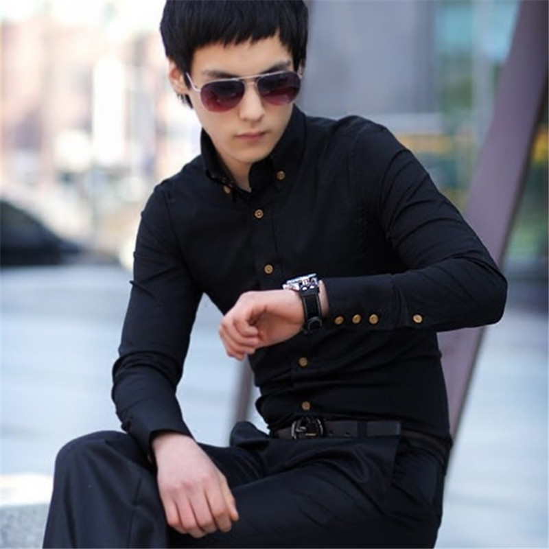 

Fashionable Korean 2020 Version of the Fine Turtleneck with Long Sleeves Male Casual Business Solid Color Shirt Size S-xxl xxxl Dxtf, Black