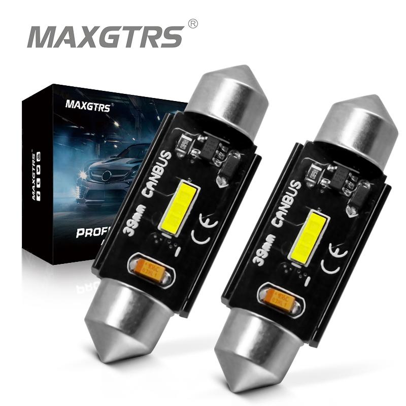 

MAXGTRS 2x c5w led CANBUS led bulb 12V Festoon 31mm 36mm 39mm 41mm c5w c10w Reading Lamp Car Interior Light Csp Chip white, As pic