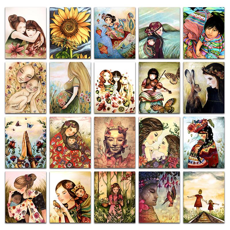 

Diamond embroidery Colorful beauty mother child DIY Diamond mosaic flower sunflower Full Square painting family