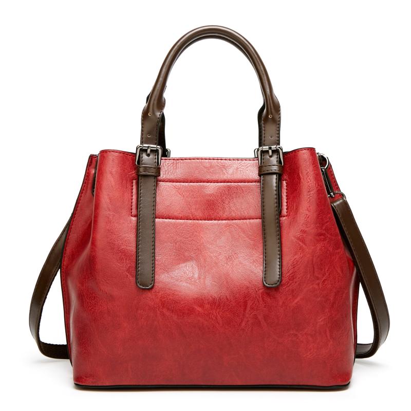 

Fashion women's handbag 2021 new European and American women's bag large capacity Pu simple solid color portable shoulder bag, Red
