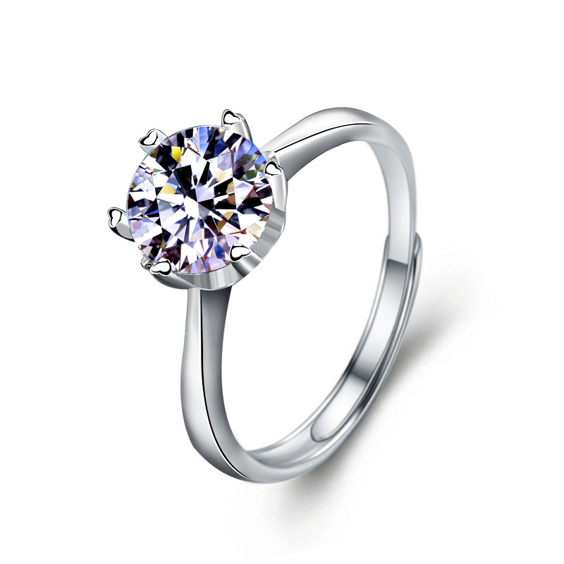 

VVS1 D Color 1/2/ 3 Carats Diamond Simple Ring for Women Real 925 Sterling Silver Charm Fine Wedding Jewelry