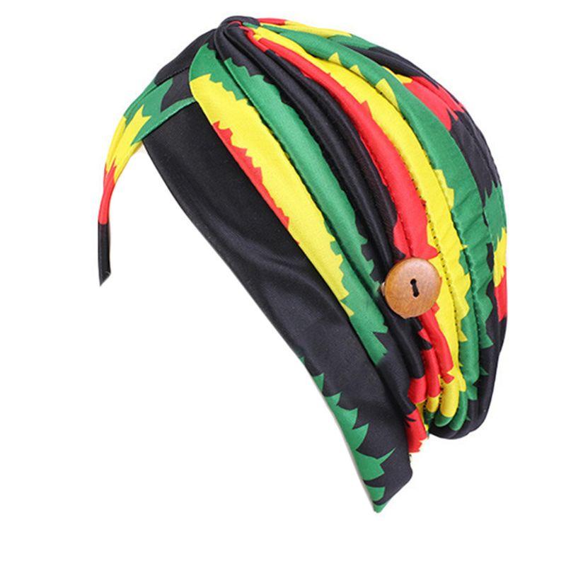 

Women Headscarf India Hat with Button Mask Holer Rainbow Anti-Tight Beanies Cap 2XPC