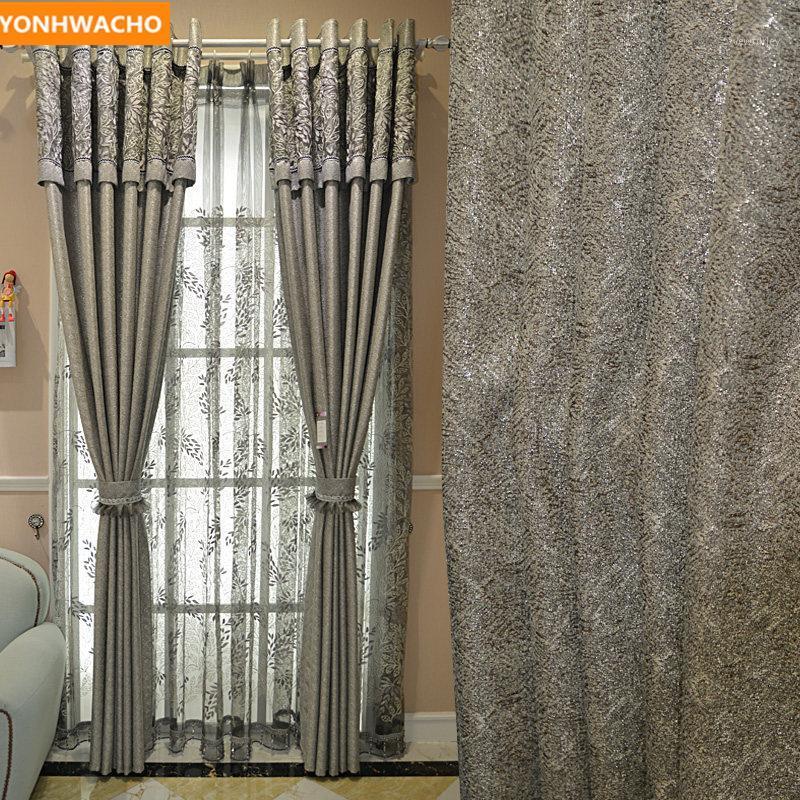 

Custom curtains High-class simple European post-modern fashion simple grey cloth blackout curtain tulle drapes N8621, Tulle sheer