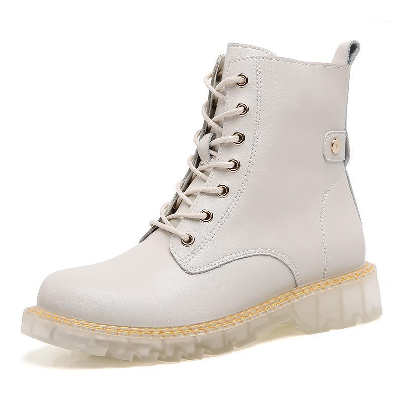 

Woman Mud Water Shoes Lace Up PVC Ankle Boots Sewing Rain Boots Women's Fashion Rainboots Waterproof Shoes Platform1, Beige
