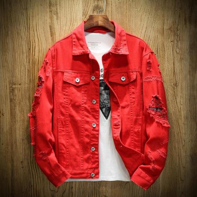 

Men's Jean Jacket Slim Men Fits Denim Jacket Solid Male Jean Coats Men Cowboy Fashion Brand Clothing Hip Hop 5XL, White