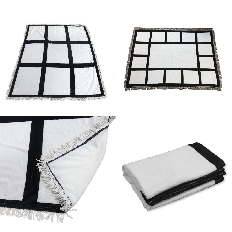 

Sublimation Blank DIY Blankets 125*150cm Printing White Checker Rug 9 And15 Panels Warm Sofa  Flannel Tassels 47jm G2