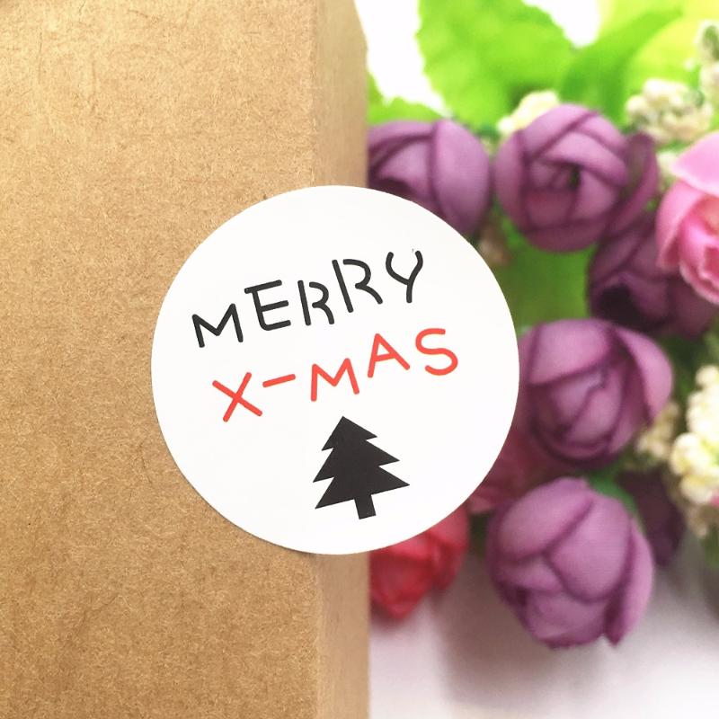 

Paper Round Christmas Tree Sticker Labels DIY Gift Packaging/Sealing Labels for Boxes/Bags/Party Cake
