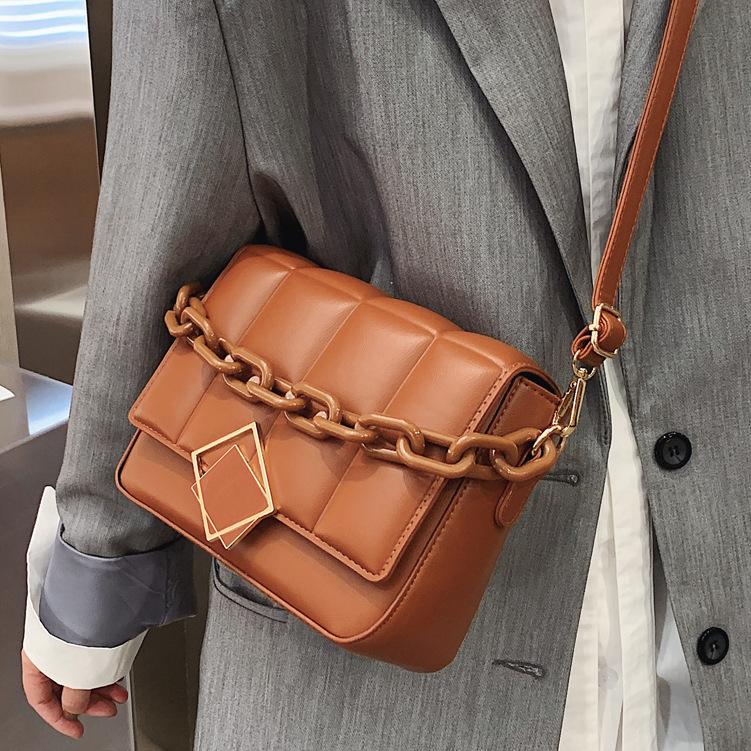 

2021 new women shoulder bag fashion popular women crossbody bag High quality leather vintage chain Handbags and purse, Black