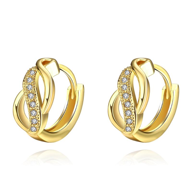 

Plated gold hoop earrings with zircon jewelry women top quality Beautiful birthday gift Classic charm style Europe Hot