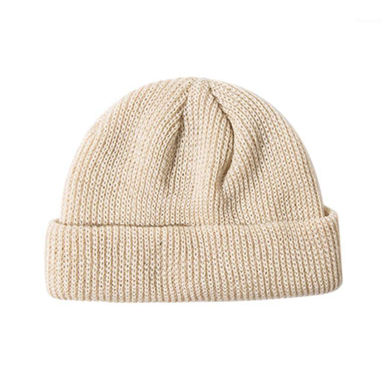 

Women Unisex Winter Ribbed Knitted Cuffed Short Melon Cap Solid Color Skullcap Baggy Retro Ski Fisherman Docker Beanie Hat 61