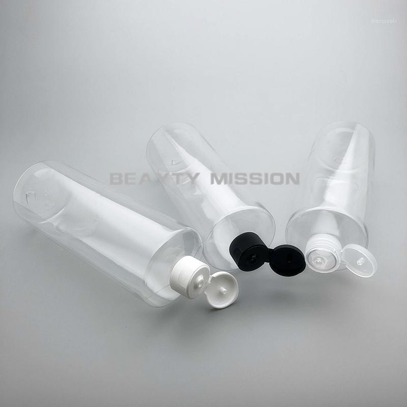 

BEAUTY MISSION Clear 12 pcs 500ml Plastic Empty PET Flat Shoulder Bottle With Flip Cap 500cc Cosmetic Refillable Sub bottling1