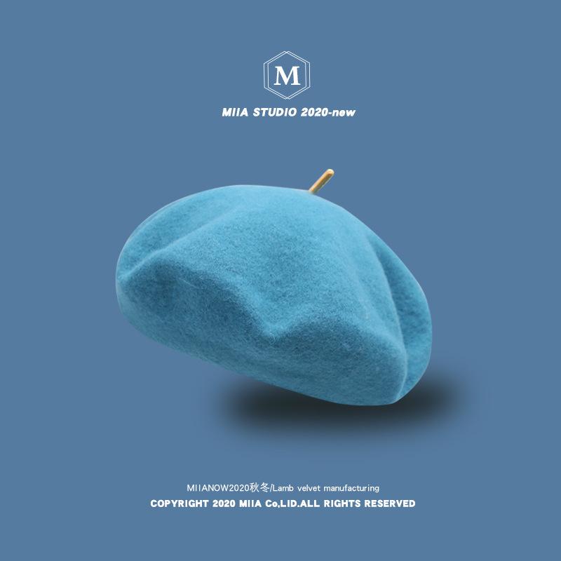 

Autumn winter2020French super large clouds British retro Wool Women's Beret winter painter's hat pumpkin hat bud women hats, Black