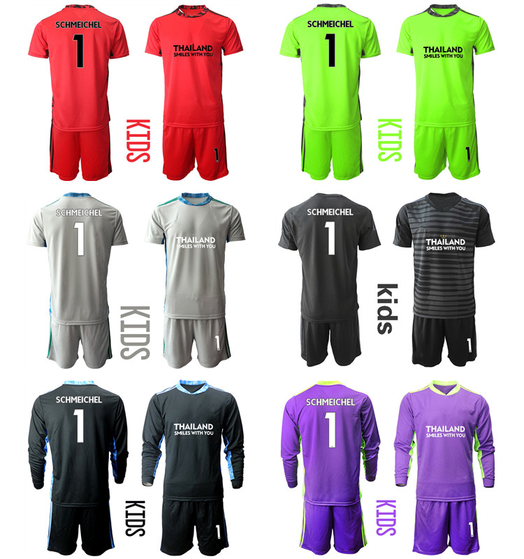 

2021 Season Camisa De Futbol Custom Kids Kit Uniform Sets Goalkeeper 1 SCHMEICHEL Football Jerseys Boys Training Soccer Jersey, Red