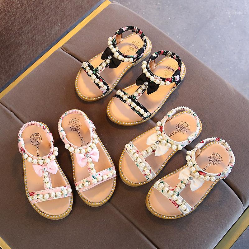 

Summer Elegant Baby Sandals Children Casual Shoes Girl Sandals Toddler Beach With Bow Pearl Girls Princess Shoe1, Black