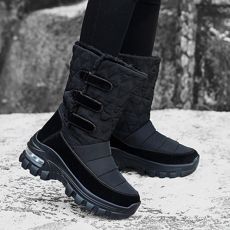 

Winter Snow Boots Female Women Shoes Casual High Heels Platform Ladies Warm Shoes 2020 New Women's Boots Botas De Mujer #Io8W, Black
