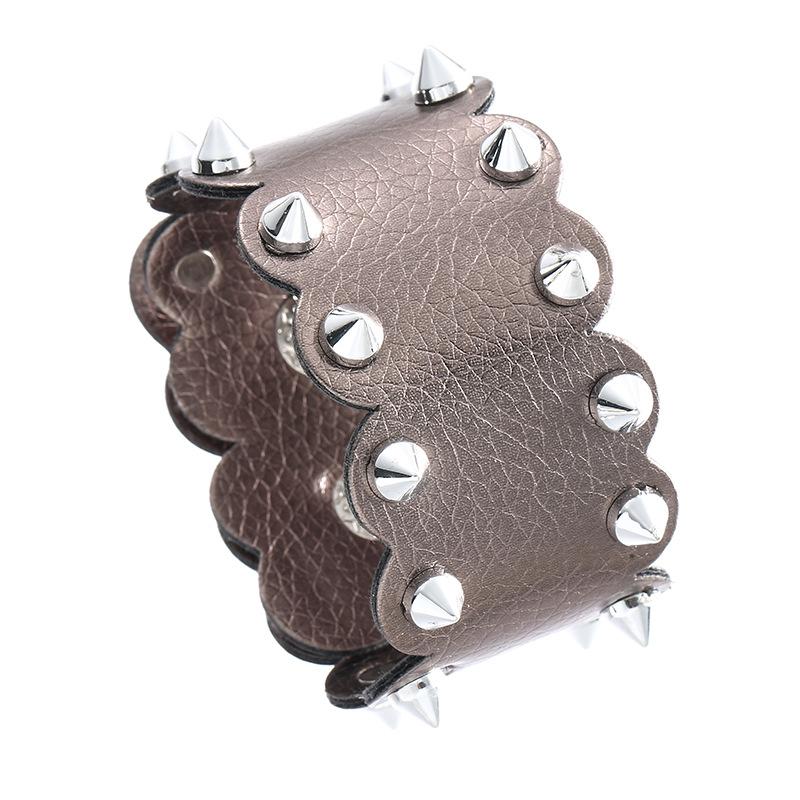 

2020 Punk Rock Gothic Cuspidal Spikes Cone Rivet Wide Leather Cuff Bracelets Charm Bangle Unisex Fashion Jewelry