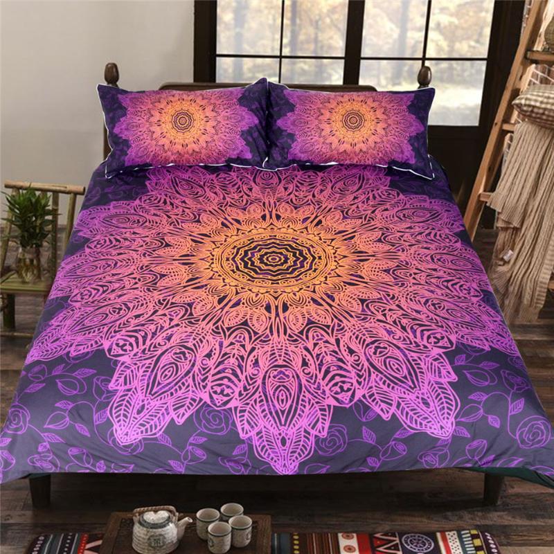 

Flame Mandala printing Bedding Sets,Duvet Cover Set&Pillowcase,100% Brushed Microfiber Bedclothes,Home Bedroom Decor Bed Set, As pic