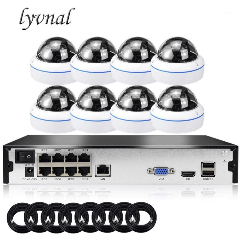 

LYVNAL 1080p ip camera POE 48V 2mp metal dome Outdoor indoor 8CH POE NVR kiT h.265 Security Surveillance camera system1