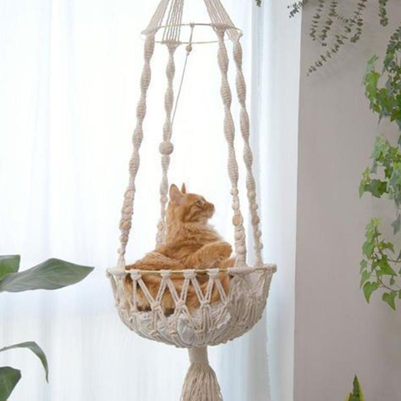 

Wholesale Cat Hanging Hammock Cat Sunny Seat Cute Pet Hanging Beds Woven Fringe Swing Bed Pet Bed Mat Wall Decoration