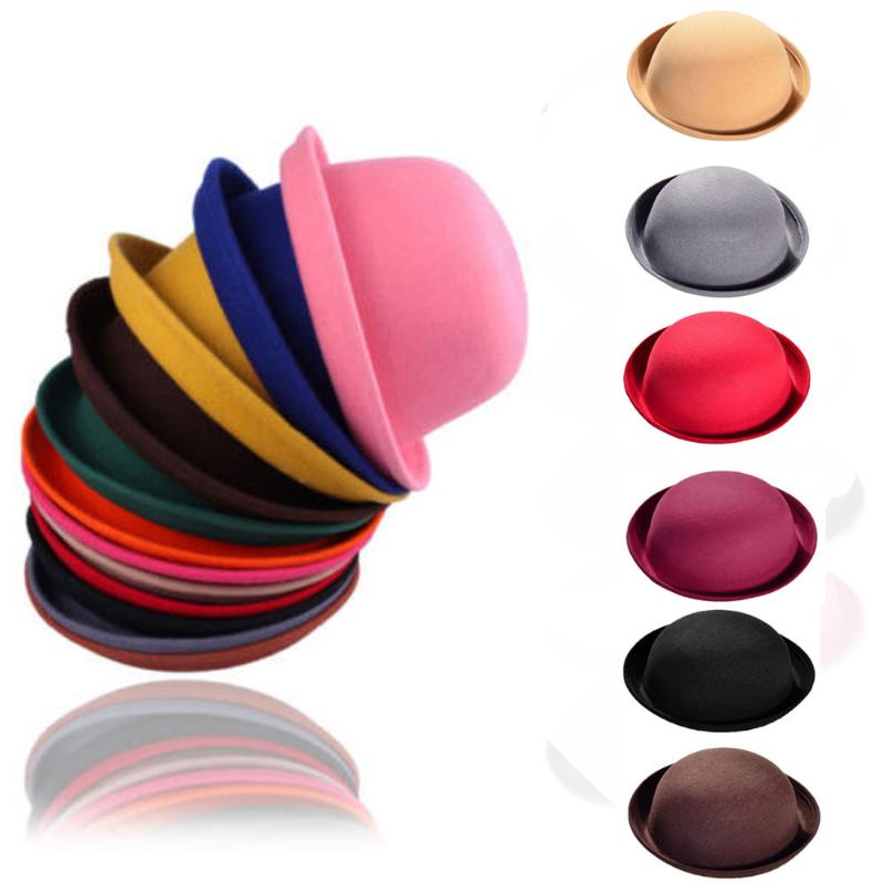 

Stingy Brim Hats 25# Fashion Chapeu Feminino Hat Fedora Vintage Lady Cute Children Trendy Wool Felt Bowler Floppy For Man And Woman, Wine