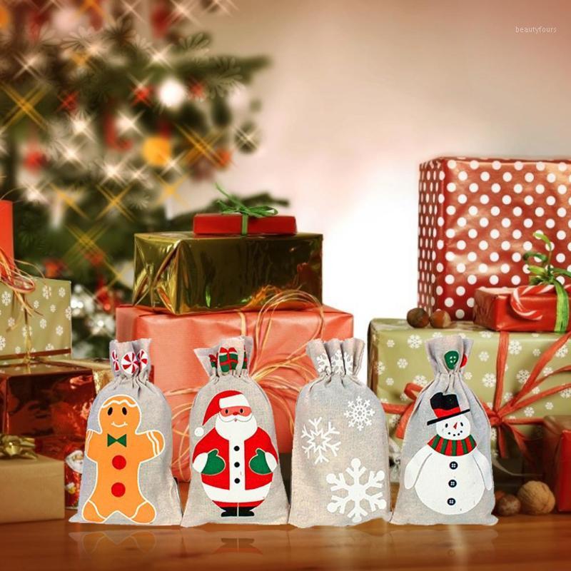 

Christmas Drawstring Gift Bags Reusable Christmas Canvas Bags With Drawstring Large Size Gift Wrapping Present Bag Candy Bag1